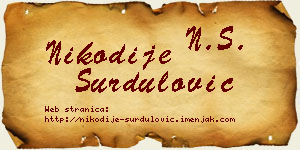 Nikodije Surdulović vizit kartica